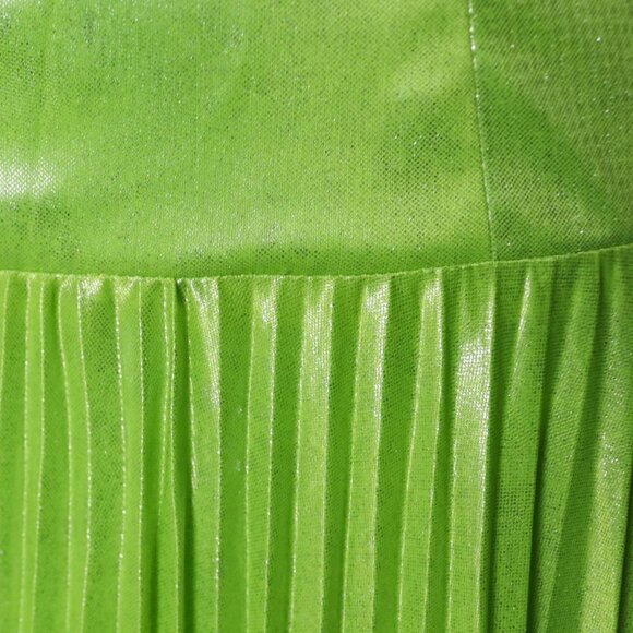 Vtg Size S-M Metallic Green Pleated Corset Bodice Floor Length Prom Gown Dress - Picture 6 of 6